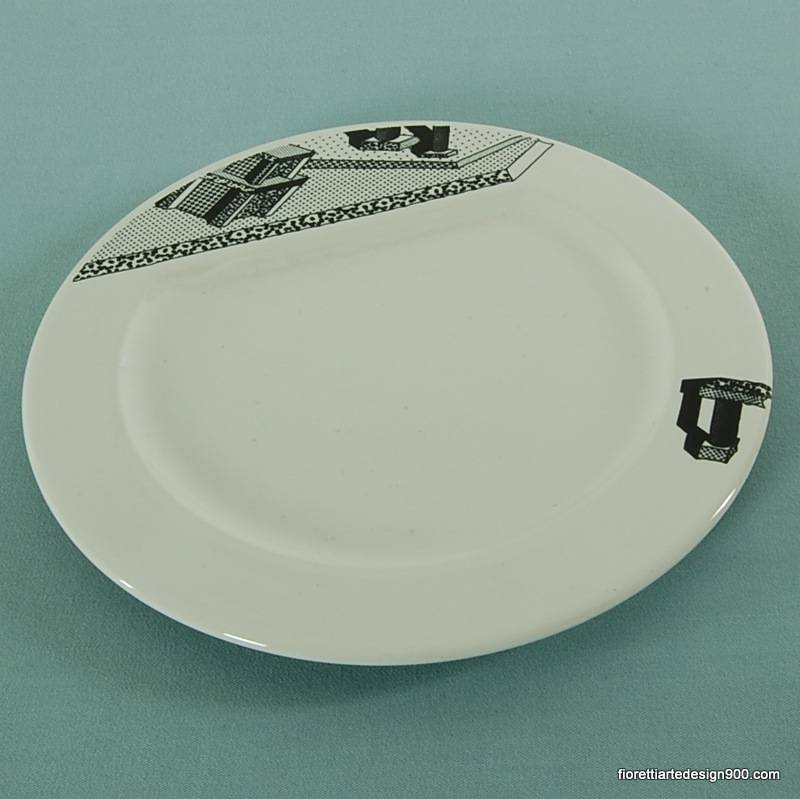 Memphis Milano piatto ceramica Indivia design Sottsass 1985 Memphis Milano piatto ceramica Indivia design Sottsass 1985